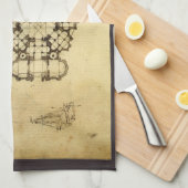 レオナルド・ダ・ヴィンチの建築大聖堂の研究 キッチンタオル (四つ折り)