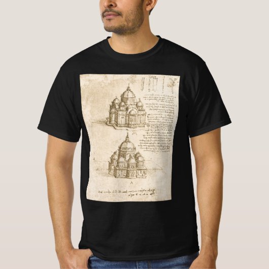 レオナルド・ダ・ヴィンチの建築大聖堂の研究 Tシャツ (正面)