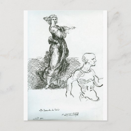 レオナルド・ダ・ヴィンチの後「行け！」 ポストカード (正面)