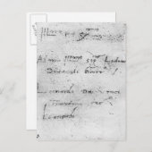 レオナルド・ダ・ヴィンチの筆跡 ポストカード (正面/裏面)