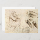 レオナルド・ダ・ヴィンチの老人と水のスケッチ (正面/裏面)