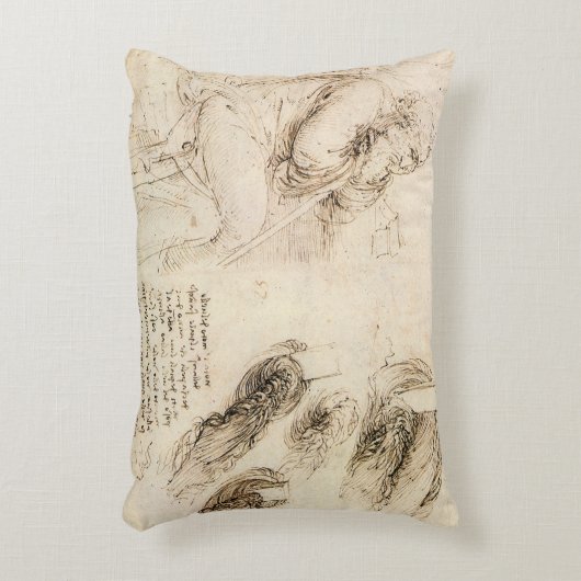 レオナルド・ダ・ヴィンチの老人と水のスケッチ アクセントクッション (正面(垂直))