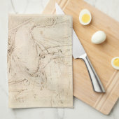 レオナルド・ダ・ヴィンチの老人と水のスケッチ キッチンタオル (四つ折り)