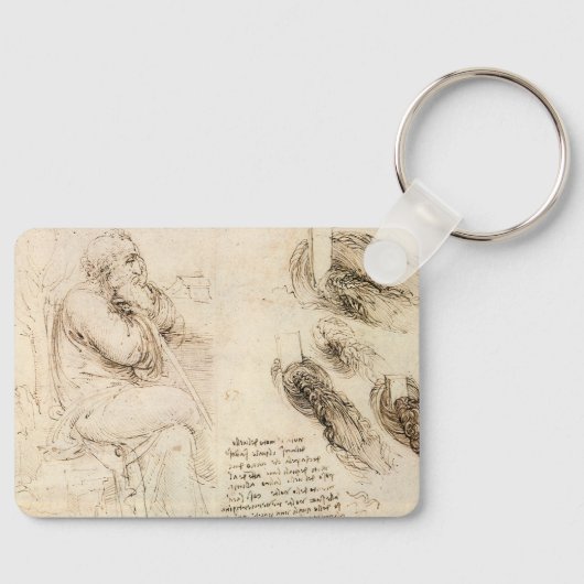 レオナルド・ダ・ヴィンチの老人と水のスケッチ キーホルダー (正面)