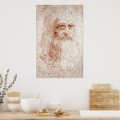 レオナルド・ダ・ヴィンチの自画像（1512年）絵画の ポスター (キッチン)