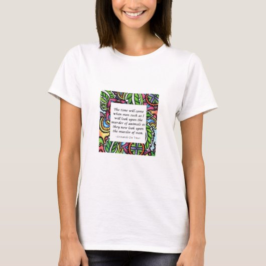 レオナルド・ダ・ヴィンチの菜食主義の引用文 Tシャツ (正面)