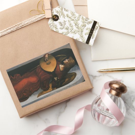 レオナルド・ダ・ヴィンチの赤の天使とルテ 長方形シール (ギフト)