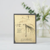 レオナルド・ダ・ヴィンチの飛行機械の翼のスケッチ ポストカード (スタンド正面)