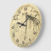 レオナルド・ダ・ヴィンチの飛行機械の翼のスケッチ ラージ壁時計 (傾斜)