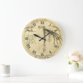 レオナルド・ダ・ヴィンチの飛行機械の翼のスケッチ ラージ壁時計 (ホーム)