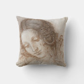 レオナルド・ダ・ヴィンチの『レダの頭部の研究』 クッション (正面)