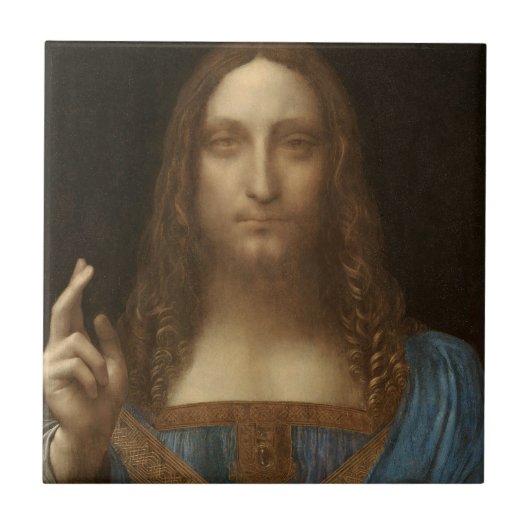 レオナルド・ダ・ヴィンチの『救世主』（キリスト像） タイル (正面)
