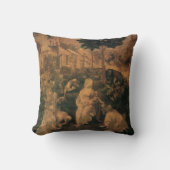 レオナルド・ダ・ヴィンチの『東方三博士の礼拝』 クッション (正面)