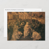 レオナルド・ダ・ヴィンチの『東方三博士の礼拝』 ポストカード (正面/裏面)