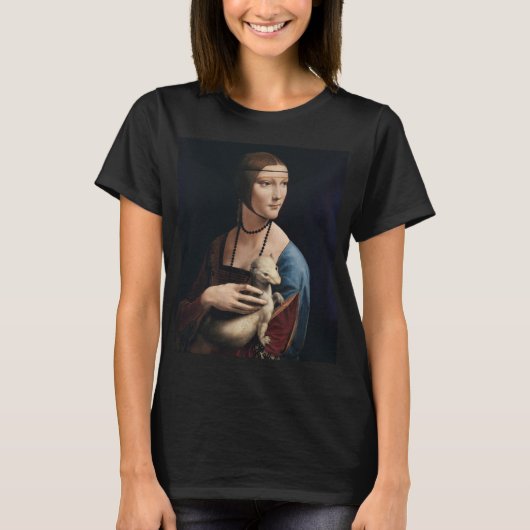 レオナルド・ダ・ヴィンチの『白貂を持つ貴婦人』 Tシャツ (正面)