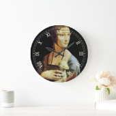 レオナルド・ダ・ヴィンチの『ermineを持つ貴婦人』 ラージ壁時計 (ホーム)