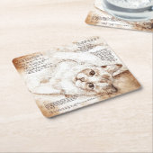 レオナルド・ダ・ヴィンチ猫のスケッチのコースター スクエアペーパーコースター (アングル)