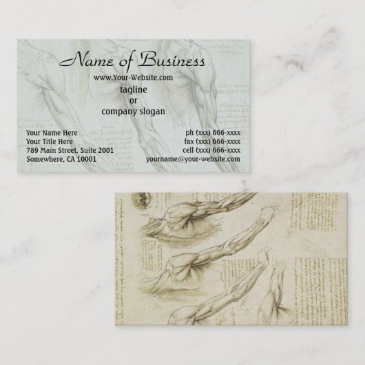 レオナルド・ダ・ヴィンチ腕と肩筋解剖学 名刺 (正面/裏面)