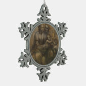 レオナルド・ダ・ヴィンチ著セントアンナを持つヴァージンそして子供 スノーフレークピューターオーナメント (左)