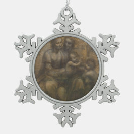 レオナルド・ダ・ヴィンチ著セントアンナを持つヴァージンそして子供 スノーフレークピューターオーナメント