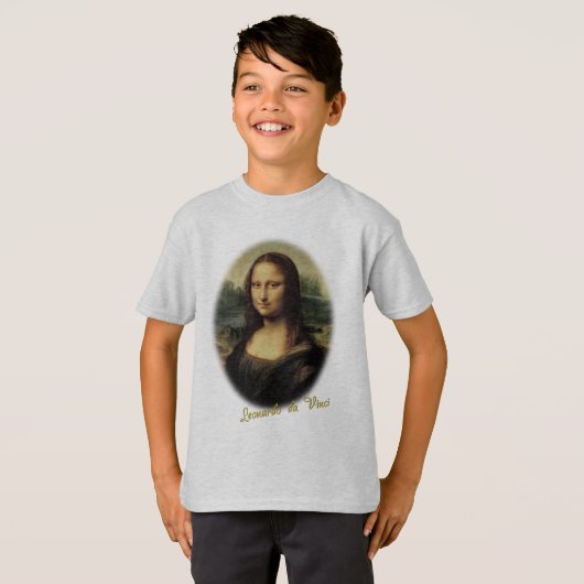レオナルド・ダ・ヴィンチ著モナ・リザ Tシャツ (正面フル)
