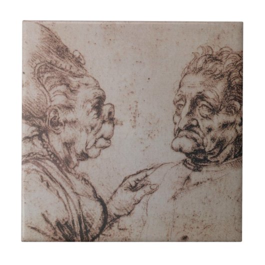 レオナルド・ダ・ヴィンチ著風刺漫画 タイル (正面)