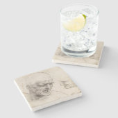 レオナルド・ダ・ヴィンチ著2つの戦士の頭部の勉強 ストーンコースター (横)