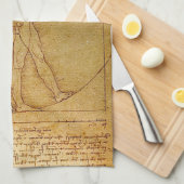 レオナルド・ダ・ヴィンチ著Vitruvianの人 キッチンタオル (四つ折り)