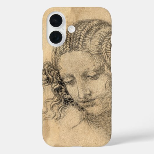 レオナルド・ダ・ヴィンチ スケッチブック 女性 羊皮紙 アート Case-Mate iPhoneケース (裏面)