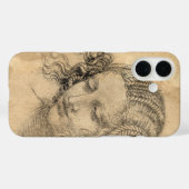 レオナルド・ダ・ヴィンチ スケッチブック 女性 羊皮紙 アート Case-Mate iPhoneケース (裏面 (横))