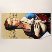 レオナルド・ダ・ヴィンチ・レディとエルミン ビーチタオル (正面)