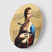 レオナルド・ダ・ヴィンチ・レディとエルミン ラージ壁時計 (傾斜)