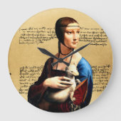 レオナルド・ダ・ヴィンチ・レディとエルミン ラージ壁時計 (正面)