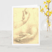 レオナルド・ダ・ヴィンチ、女性の手勉強 カード (黄色い花)