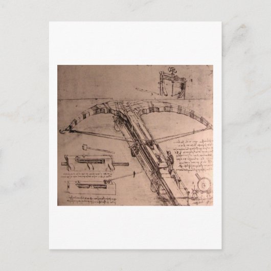 レオナルド・ダ・ヴィンチ、巨大なクロスボウデザイン ポストカード (正面)