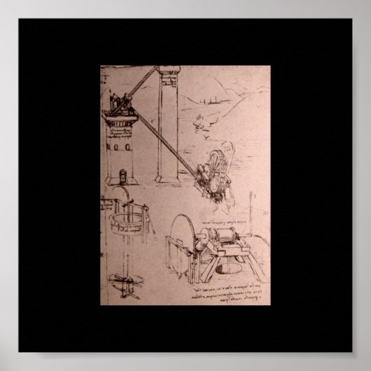 レオナルド・ダ・ヴィンチ、機械のスケッチ ポスター (正面)
