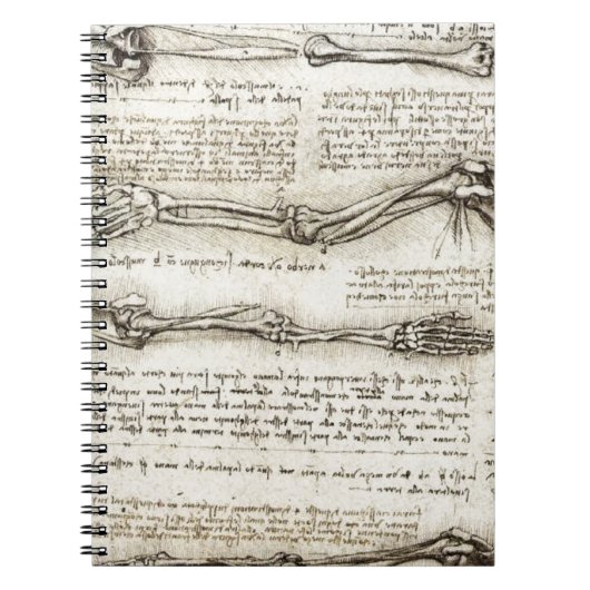 レオナルド・ダ・ヴィンチ-腕のアートワークの勉強 ノートブック (正面)