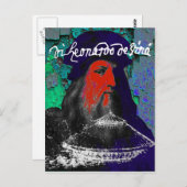 レオナルド・ダ・ヴィンチGeniusミックスメディアコラージュ ポストカード (正面/裏面)