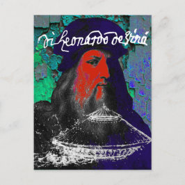 レオナルド・ダ・ヴィンチGeniusミックスメディアコラージュ ポストカード