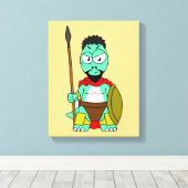 レオニダスの服を着たティラノサウルスレックス。 キャンバスプリント (インサイチュ (ウッドフロア))