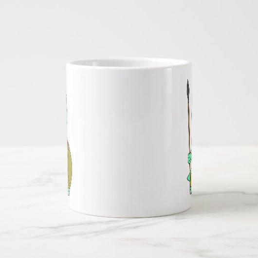 レオニダスの服を着たティラノサウルスレックス。 ジャンボコーヒーマグカップ (正面)