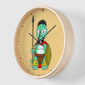 レオニダスの服を着たティラノサウルスレックス。 壁時計 (傾斜)