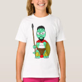 レオニダスの服を着たティラノサウルスレックス。 Tシャツ (正面)