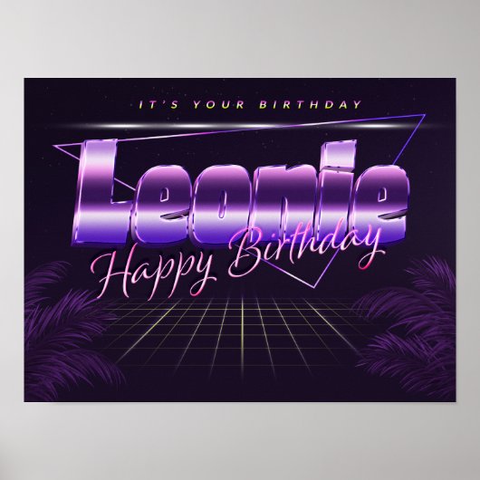 レオニー名Vorname lila retroポスターGeburtstag ポスター (正面)