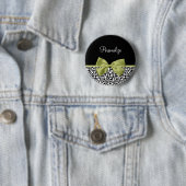 レオパかわいらしード印刷春グリーンボウ（名前付き） 缶バッジ (インサイチュ)