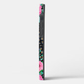 レオパエレガントードプリント&ピンクフローラブラックデザイン Case-Mate iPhoneケース (裏面 / 左)