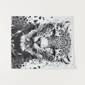 レオパドジャガーワイルド自然イラストレーションラインエピック タペストリー (正面(横))