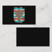 レオパーおもしろいドカクタスセラペカクタスプリントターコイズ 名刺 (正面/裏面)