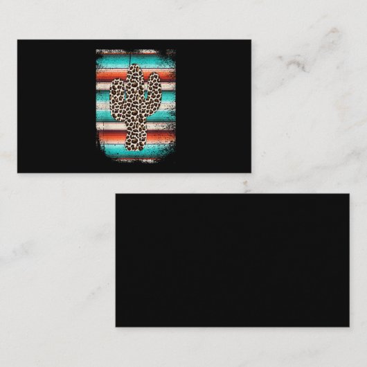 レオパーおもしろいドカクタスセラペカクタスプリントターコイズ 名刺 (正面/裏面)