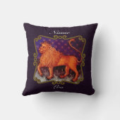 レオパーソナライズされた〔占星術の〕十二宮図のサインの贈り物、ヴィンテージライオン クッション (裏面)